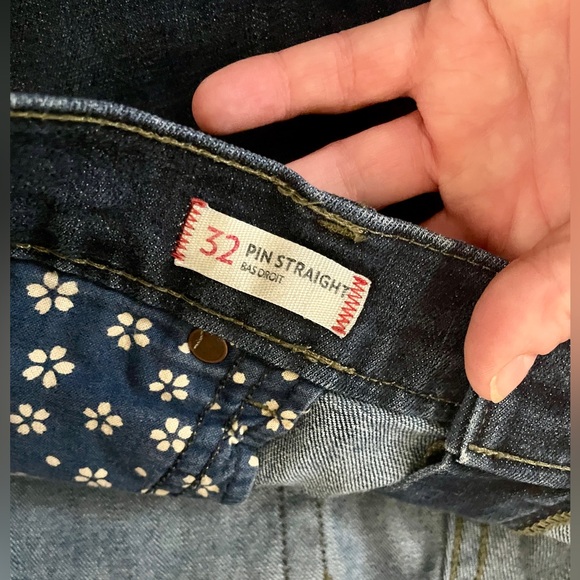Women’s Size 32 Lands End Pin Straight Canvas Denim Jeans - Picture 4 of 6